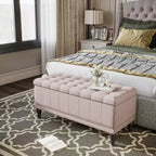 HOMCOM Grand banc de rangement capitonné 42 po en tissu de lin avec couvercle à fermeture en douceur pour salon, entrée ou chambre à coucher