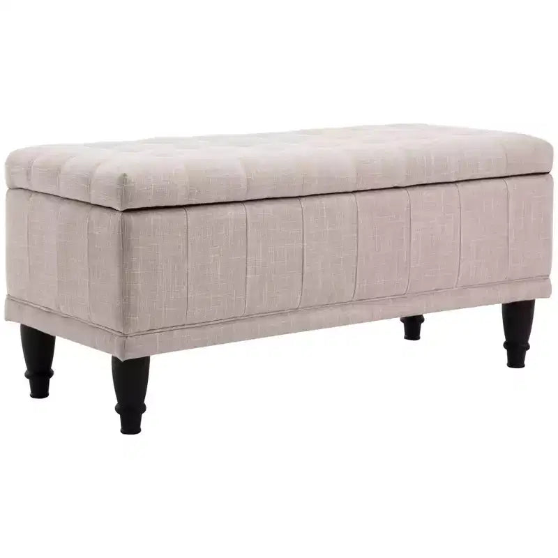 HOMCOM Grand banc de rangement capitonné 42 po en tissu de lin avec couvercle à fermeture en douceur pour salon, entrée ou chambre à coucher