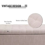 HOMCOM Grand banc de rangement capitonné 42 po en tissu de lin avec couvercle à fermeture en douceur pour salon, entrée ou chambre à coucher