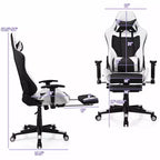Chaise de Massage Gaming Costway Fauteuil de Bureau Inclinable avec Repose-pied Blanc