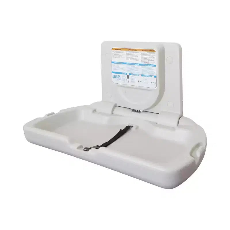 ECR4Kids Horizontal Wall-Mounted Diaper Changing Station with Slim Back, Baby Changer, White Granite