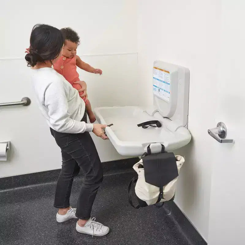 Table à langer murale horizontale ECR4Kids avec dossier mince, changeur de bébé, granit blanc