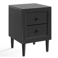 Costway Nightstand End Bedside Coffee Table Wooden Leg Storage Drawers Black\Grey