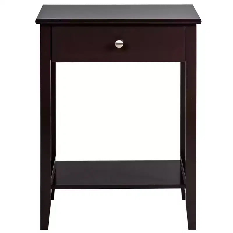 Table de chevet Costway – Meuble de rangement pour chambre à coucher avec tiroir et étagère, blanc/marron/gris