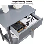 Table de chevet Costway – Meuble de rangement pour chambre à coucher avec tiroir et étagère, blanc/marron/gris