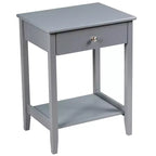 Table de chevet Costway – Meuble de rangement pour chambre à coucher avec tiroir et étagère, blanc/marron/gris