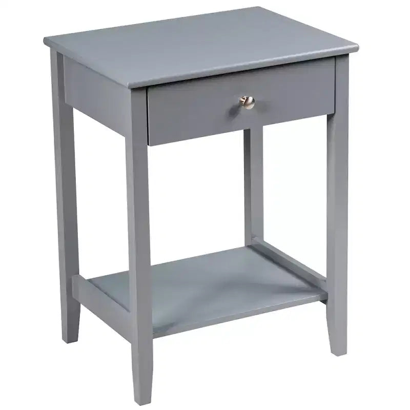 Table de chevet Costway – Meuble de rangement pour chambre à coucher avec tiroir et étagère, blanc/marron/gris