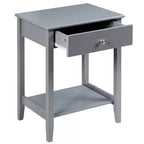 Table de chevet Costway – Meuble de rangement pour chambre à coucher avec tiroir et étagère, blanc/marron/gris