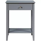 Table de chevet Costway – Meuble de rangement pour chambre à coucher avec tiroir et étagère, blanc/marron/gris