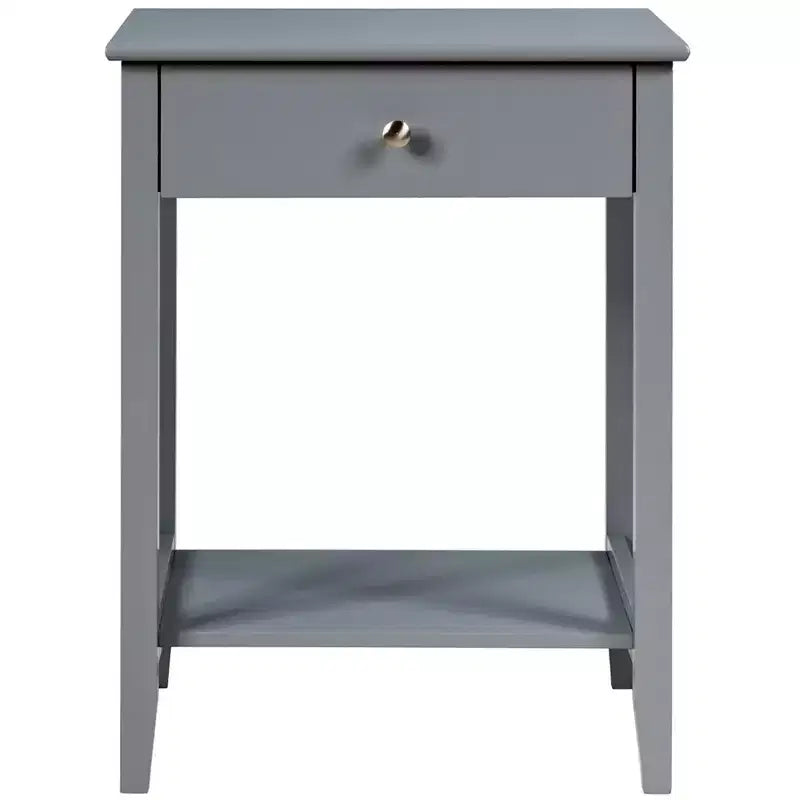 Table de chevet Costway – Meuble de rangement pour chambre à coucher avec tiroir et étagère, blanc/marron/gris