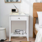 Table de chevet Costway – Meuble de rangement pour chambre à coucher avec tiroir et étagère, blanc/marron/gris