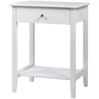 Table de chevet Costway – Meuble de rangement pour chambre à coucher avec tiroir et étagère, blanc/marron/gris