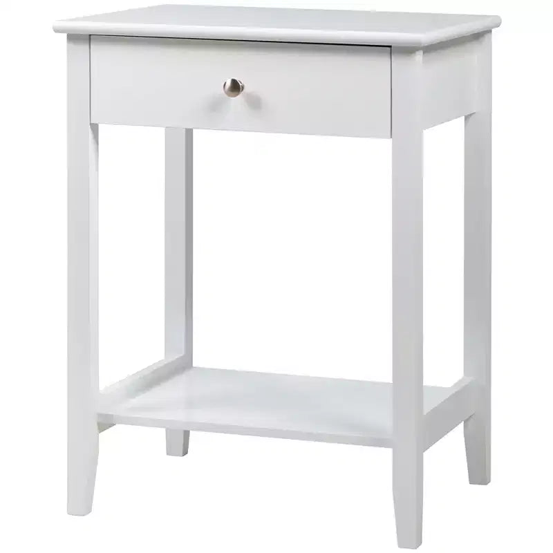 Table de chevet Costway – Meuble de rangement pour chambre à coucher avec tiroir et étagère, blanc/marron/gris