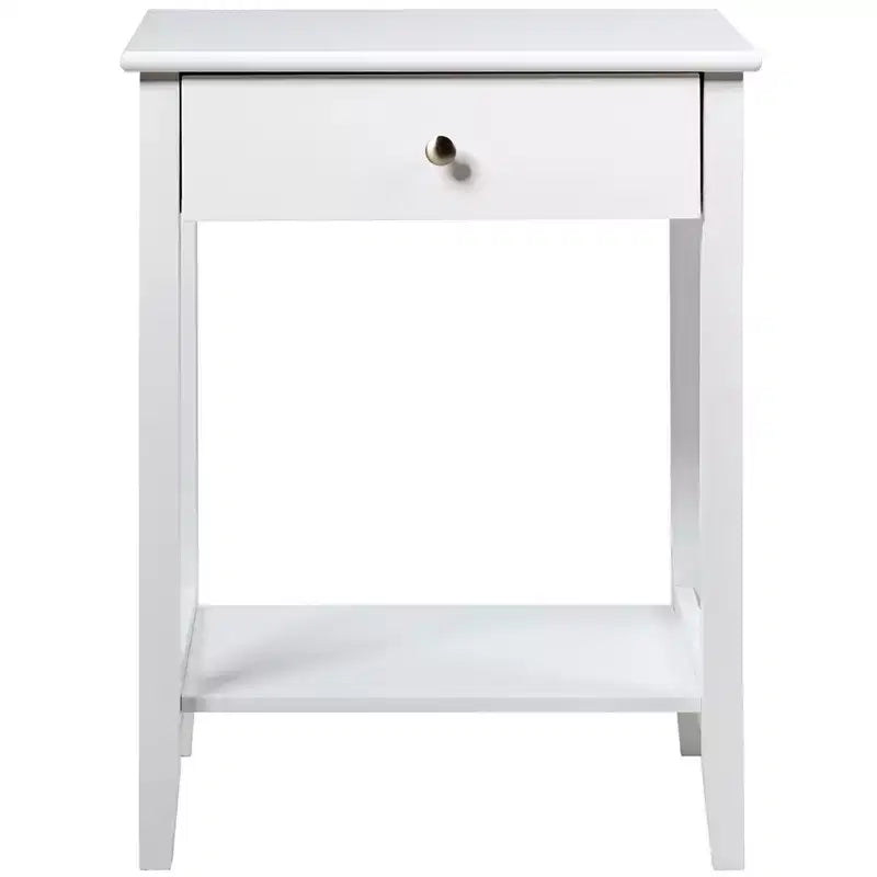 Table de chevet Costway – Meuble de rangement pour chambre à coucher avec tiroir et étagère, blanc/marron/gris