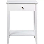 Table de chevet Costway – Meuble de rangement pour chambre à coucher avec tiroir et étagère, blanc/marron/gris
