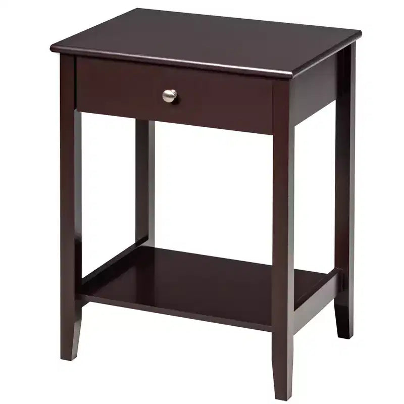 Table de chevet Costway – Meuble de rangement pour chambre à coucher avec tiroir et étagère, blanc/marron/gris