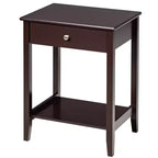 Table de chevet Costway – Meuble de rangement pour chambre à coucher avec tiroir et étagère, blanc/marron/gris