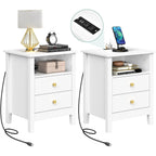 Tables de chevet lot de 2 avec station de recharge table d'appoint avec 2 tiroirs avec ports USB et prises de courant chevet de lit