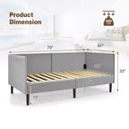 Lit de repos double Costway, rembourré en lin, cadre de canapé en bois, robuste, pour salon, gris