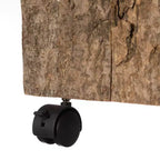 Tabouret carré décoratif Vintiquewise en bois naturel, avec roulettes pour intérieur et extérieur