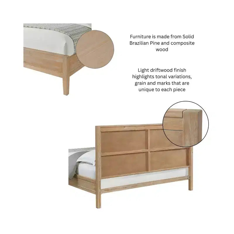 Lit Arden Panel Wood Driftwood Clair - Alaterre Furniture