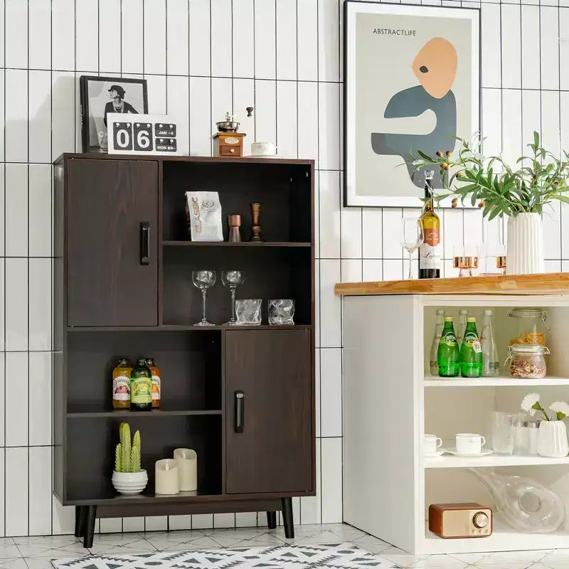 Meuble de rangement Costway, buffet, bibliothèque, armoire avec étagère et porte, noir/blanc/espresso