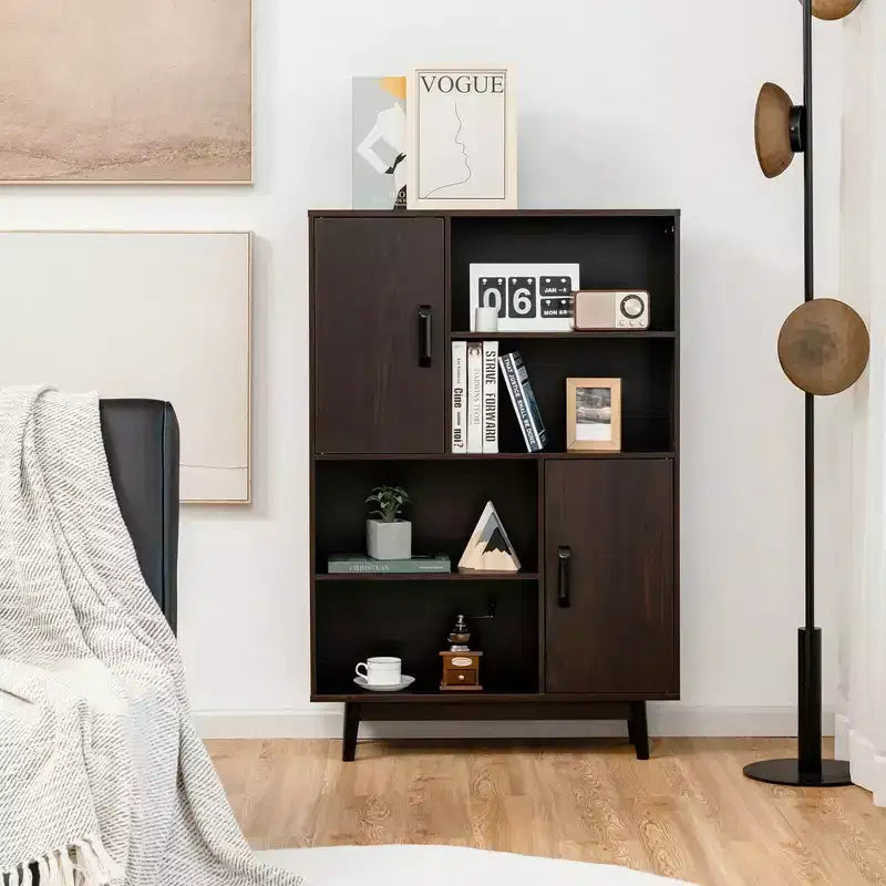 Meuble de rangement Costway, buffet, bibliothèque, armoire avec étagère et porte, noir/blanc/espresso