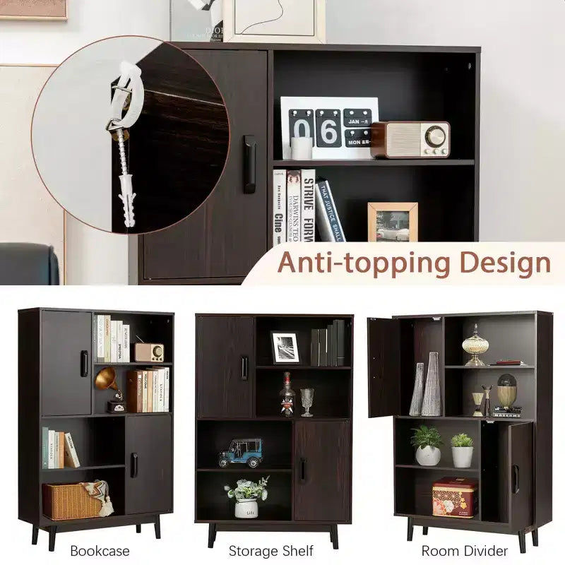 Meuble de rangement Costway, buffet, bibliothèque, armoire avec étagère et porte, noir/blanc/espresso
