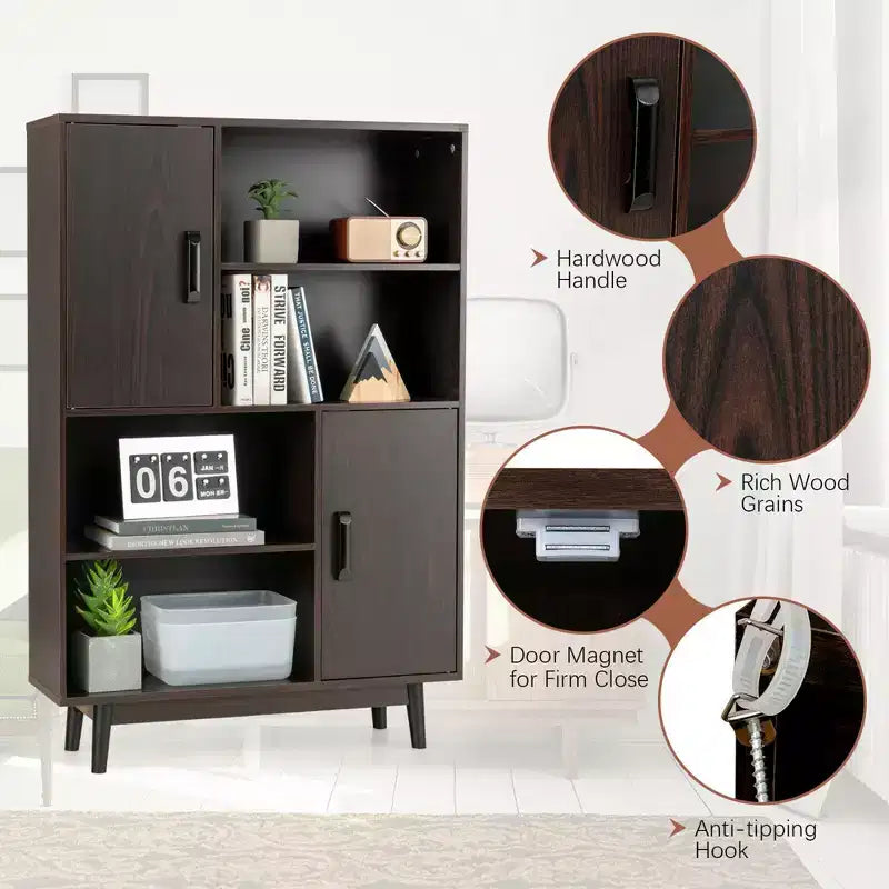 Meuble de rangement Costway, buffet, bibliothèque, armoire avec étagère et porte, noir/blanc/espresso