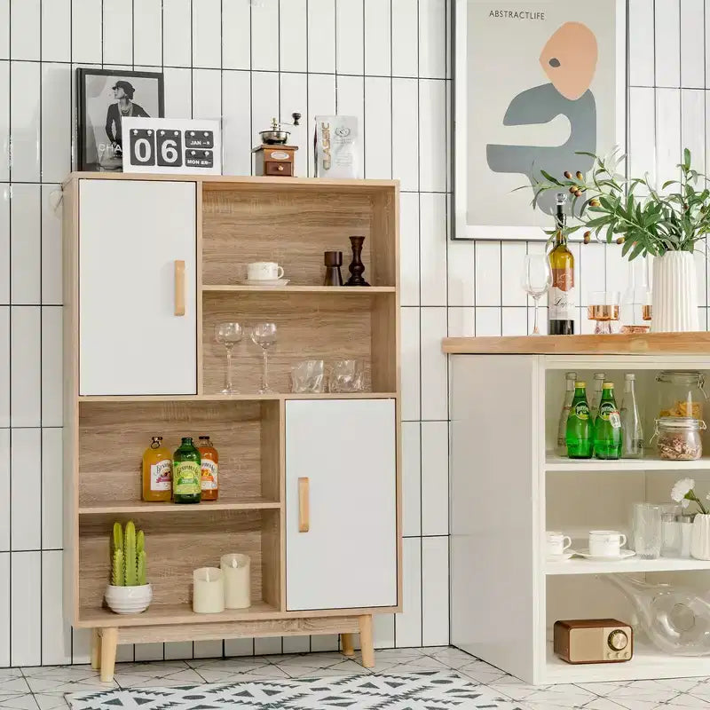 Meuble de rangement Costway, buffet, bibliothèque, armoire avec étagère et porte, noir/blanc/espresso