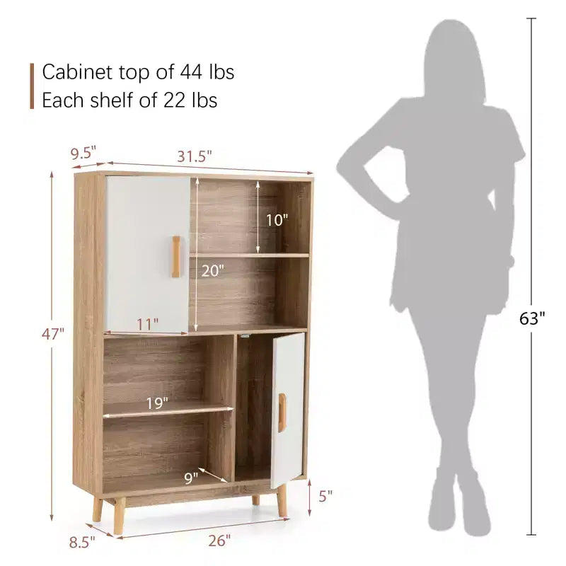 Meuble de rangement Costway, buffet, bibliothèque, armoire avec étagère et porte, noir/blanc/espresso
