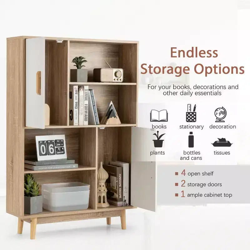 Meuble de rangement Costway, buffet, bibliothèque, armoire avec étagère et porte, noir/blanc/espresso