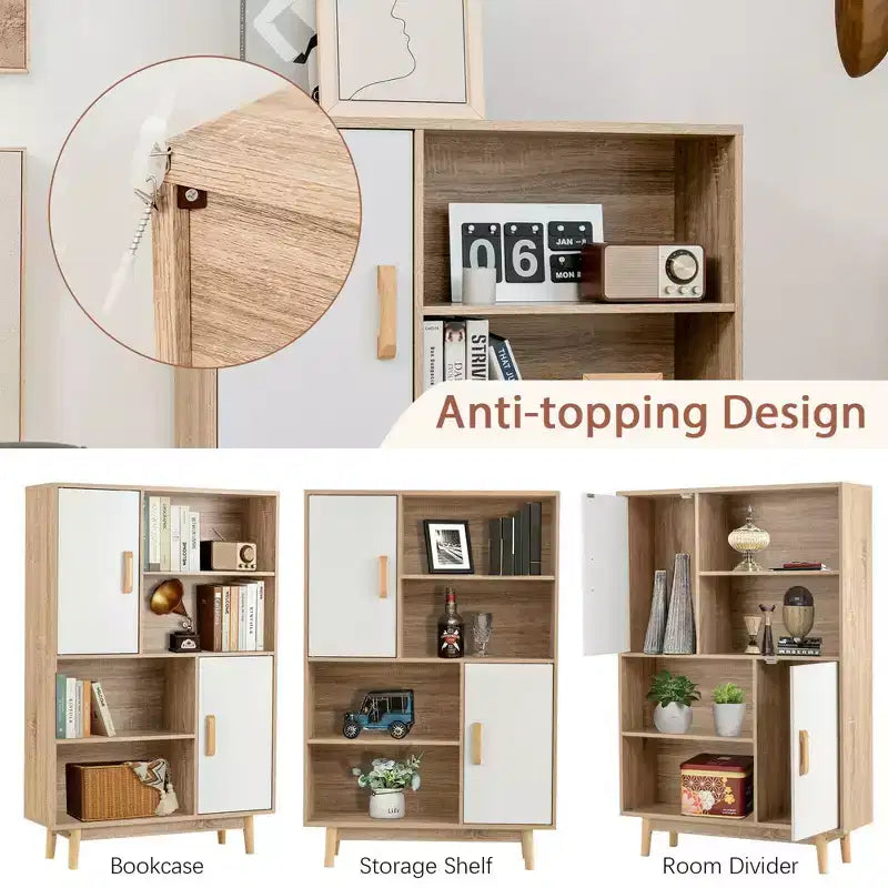 Meuble de rangement Costway, buffet, bibliothèque, armoire avec étagère et porte, noir/blanc/espresso