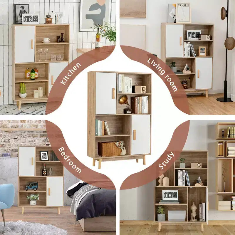 Meuble de rangement Costway, buffet, bibliothèque, armoire avec étagère et porte, noir/blanc/espresso