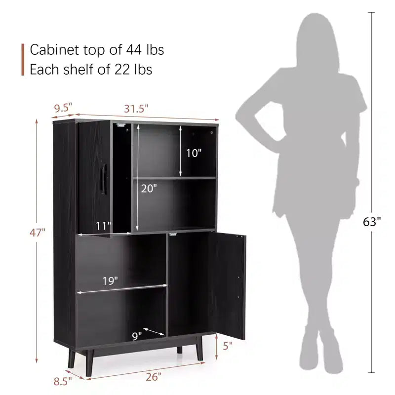 Meuble de rangement Costway, buffet, bibliothèque, armoire avec étagère et porte, noir/blanc/espresso