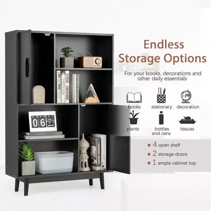 Meuble de rangement Costway, buffet, bibliothèque, armoire avec étagère et porte, noir/blanc/espresso