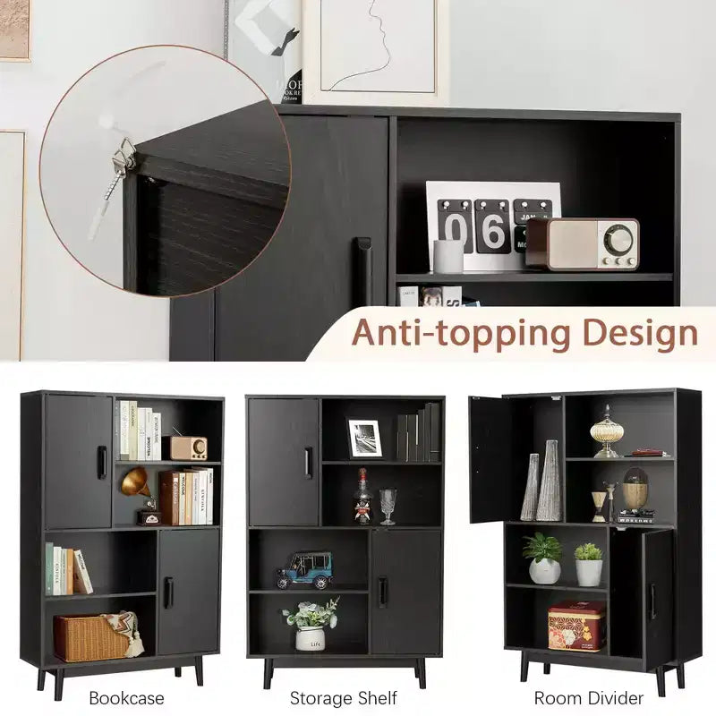 Meuble de rangement Costway, buffet, bibliothèque, armoire avec étagère et porte, noir/blanc/espresso
