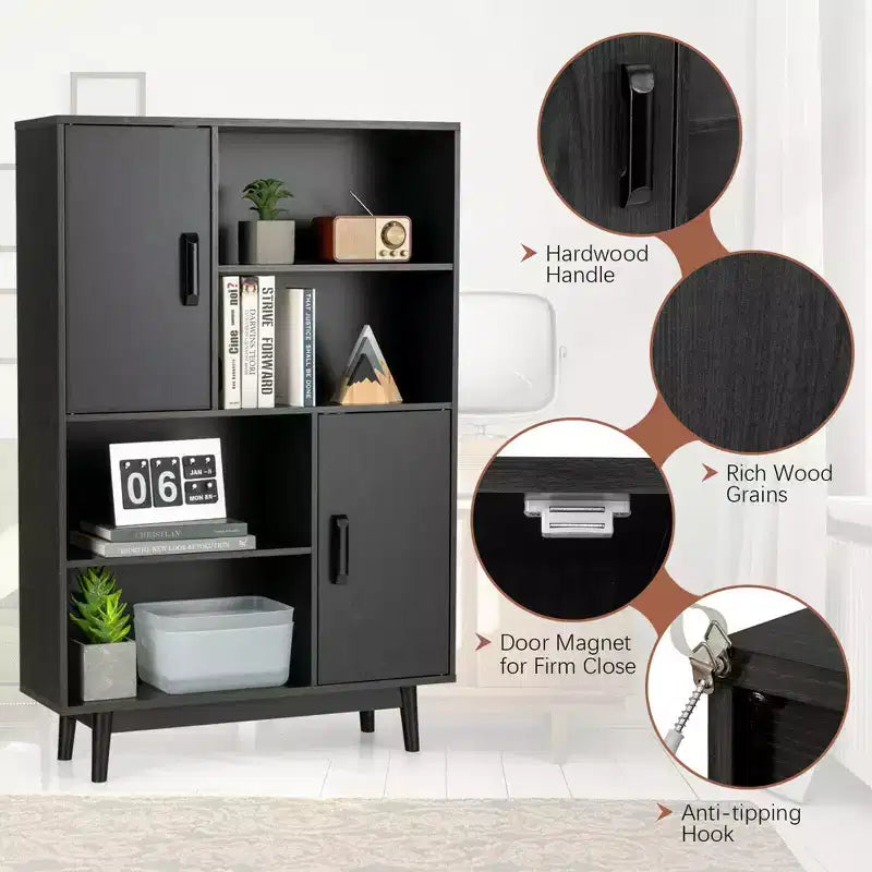 Meuble de rangement Costway, buffet, bibliothèque, armoire avec étagère et porte, noir/blanc/espresso