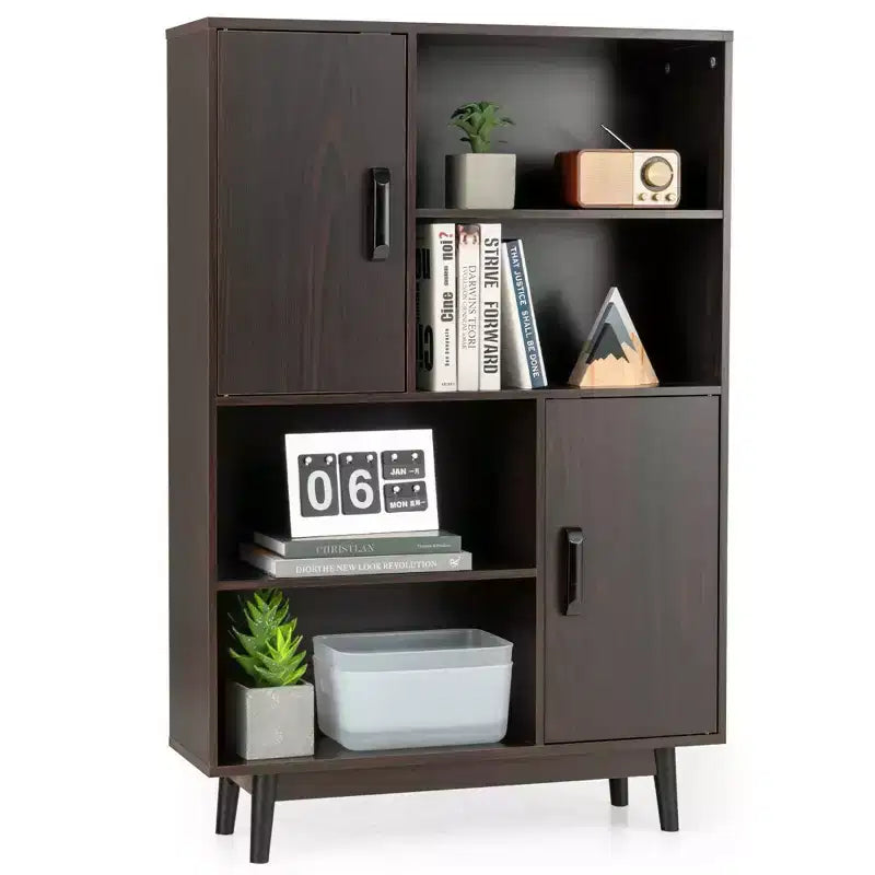 Meuble de rangement Costway, buffet, bibliothèque, armoire avec étagère et porte, noir/blanc/espresso