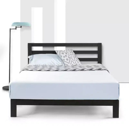 10 lits plateforme en métal de style moderniste avec tête de lit noire - Mellow