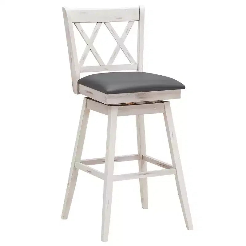 Lot de 2 ou 4 tabourets de bar pivotants Costway, hauteur de bar, pieds en bois d'hévéa Noir/Blanc