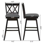 Lot de 2 ou 4 tabourets de bar pivotants Costway, hauteur de bar, pieds en bois d'hévéa Noir/Blanc