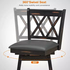 Lot de 2 ou 4 tabourets de bar pivotants Costway, hauteur de bar, pieds en bois d'hévéa Noir/Blanc