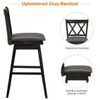 Lot de 2 ou 4 tabourets de bar pivotants Costway, hauteur de bar, pieds en bois d'hévéa Noir/Blanc