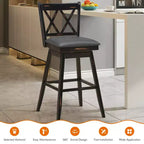 Lot de 2 ou 4 tabourets de bar pivotants Costway, hauteur de bar, pieds en bois d'hévéa Noir/Blanc
