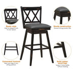 Lot de 2 ou 4 tabourets de bar pivotants Costway, hauteur de bar, pieds en bois d'hévéa Noir/Blanc