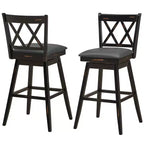 Lot de 2 ou 4 tabourets de bar pivotants Costway, hauteur de bar, pieds en bois d'hévéa Noir/Blanc