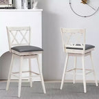 Lot de 2 ou 4 tabourets de bar pivotants Costway, hauteur de bar, pieds en bois d'hévéa Noir/Blanc
