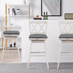 Lot de 2 ou 4 tabourets de bar pivotants Costway, hauteur de bar, pieds en bois d'hévéa Noir/Blanc