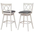 Lot de 2 ou 4 tabourets de bar pivotants Costway, hauteur de bar, pieds en bois d'hévéa Noir/Blanc